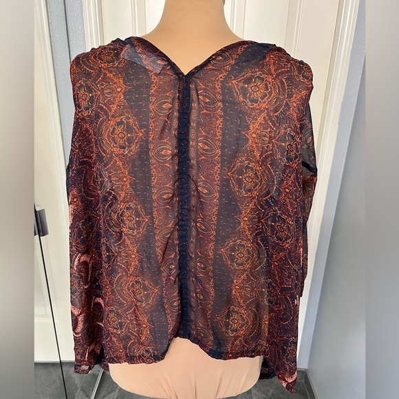 Abercrombie & Fitch Floral Babydoll Sheer Flowy Bohemian Hippie Top - Picture 4 of 10